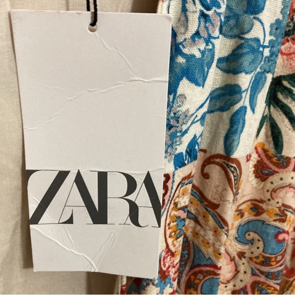 NWT New Zara Printed Kimono Multicolor Cream Floral Size M-L, Dress, Top, Robe - Picture 8 of 13